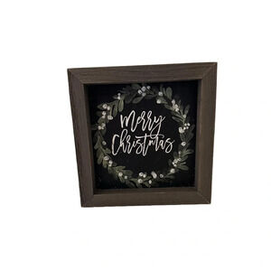Merry Christmas Wreath Wall Art Framed
